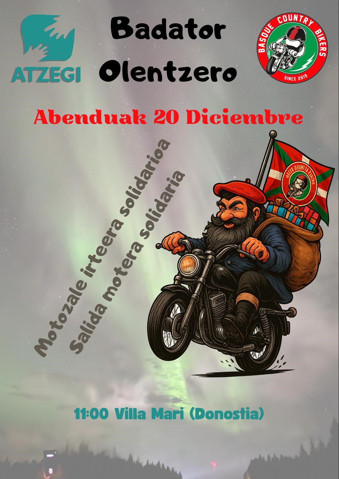 Badator Olentzero con Basque Country Bikers